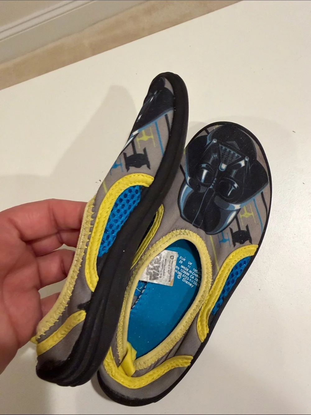 Star Wars Kids Water Shoes with Darth Vader Graphic - Gray, Yellow & Blue